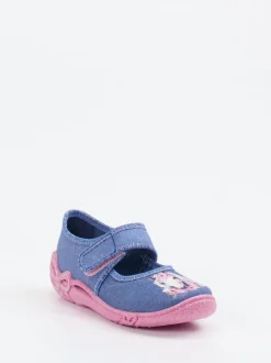 Superfit – Kinderhausschuh aus Textil jeansblau glitzernd