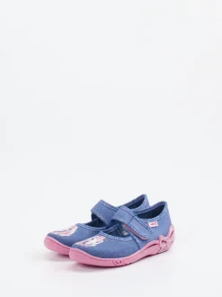 Superfit – Kinderhausschuh aus Textil jeansblau glitzernd