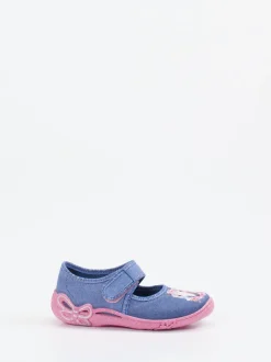 Superfit – Kinderhausschuh aus Textil jeansblau glitzernd