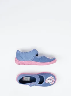 Superfit – Kinderhausschuh aus Textil jeansblau glitzernd