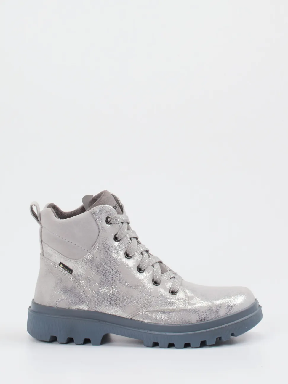Superfit – Schnürboots aus Metallicleder silberfarben