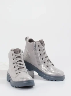 Superfit – Schnürboots aus Metallicleder silberfarben