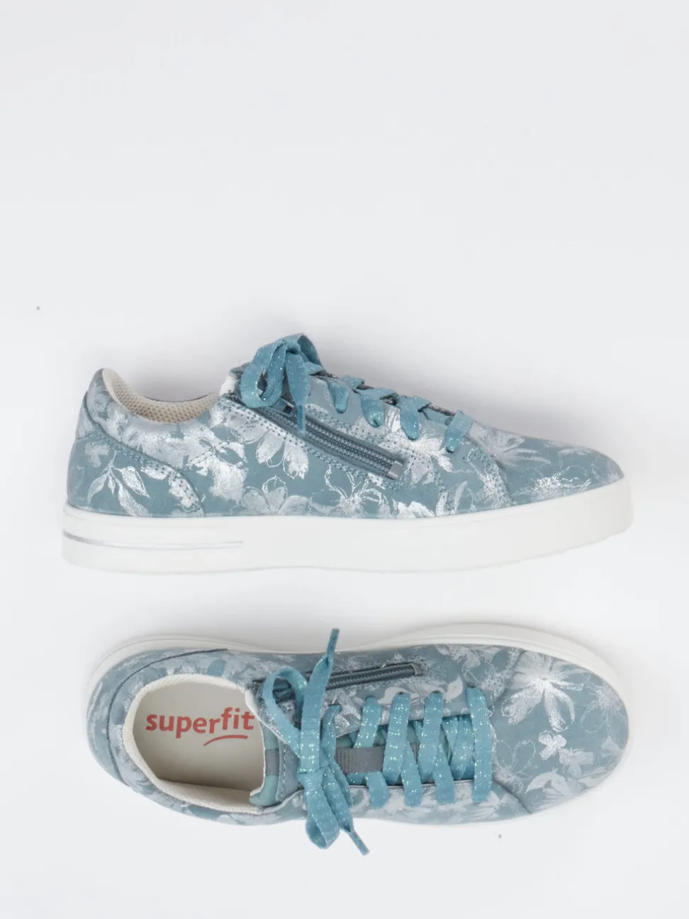 Superfit – Sneaker aus Leder mit Glitzerschnürung