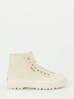 Superga – High-Top Sneaker aus Leder in Beige