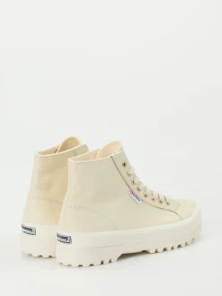 Superga – High-Top Sneaker aus Leder in Beige