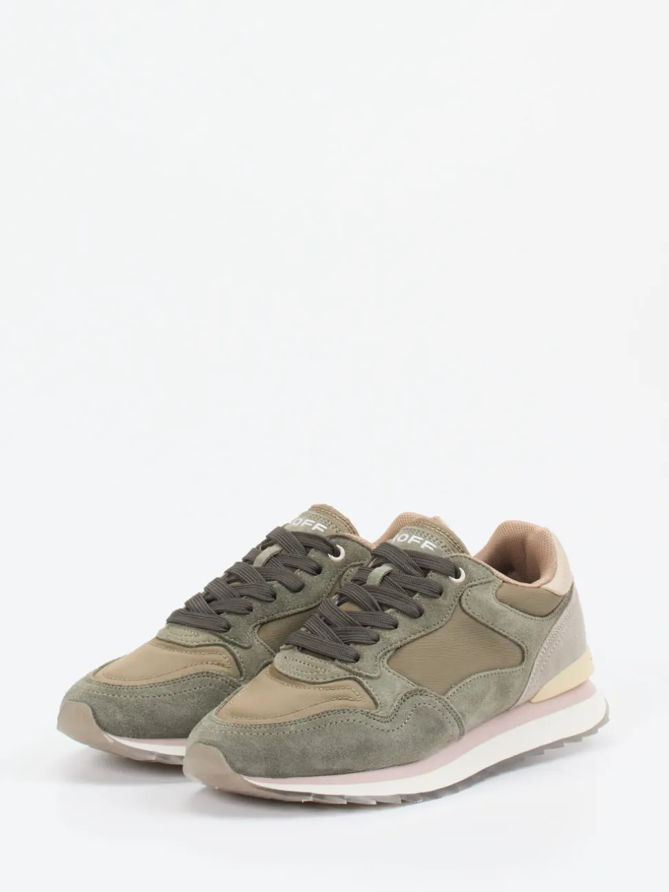 THE HOFF BRAND – Retro-Sneaker Los Angeles aus Veloursleder olivgrün