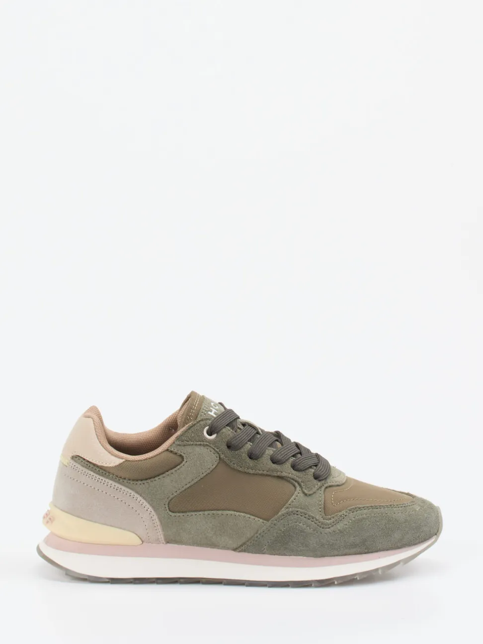 THE HOFF BRAND – Retro-Sneaker Los Angeles aus Veloursleder olivgrün