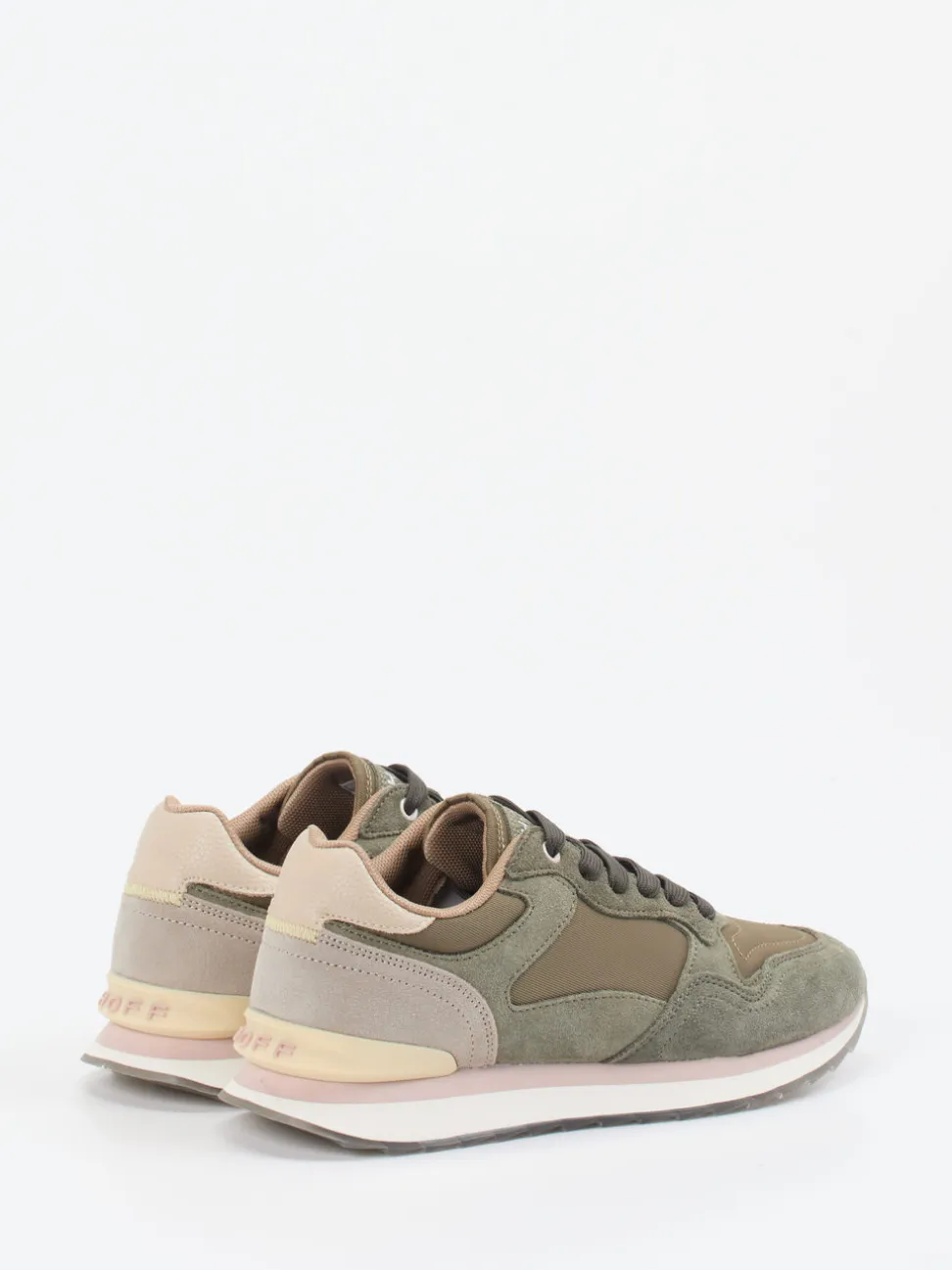 THE HOFF BRAND – Retro-Sneaker Los Angeles aus Veloursleder olivgrün