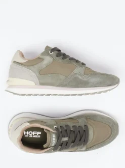 THE HOFF BRAND – Retro-Sneaker Los Angeles aus Veloursleder olivgrün