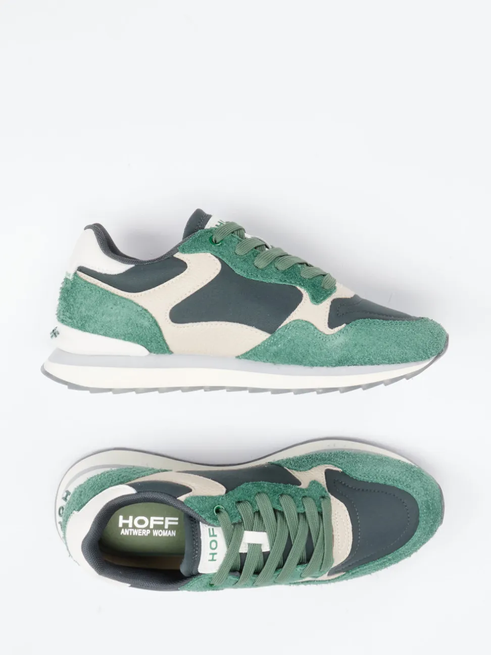 THE HOFF BRAND – Retro-Sneaker Antwerpen aus Veloursleder grün