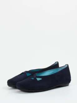 Thierry Rabotin – Ballerinas aus Veloursleder dunkelblau
