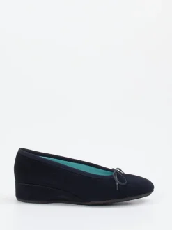 Thierry Rabotin – Keilballerinas aus Veloursleder Dunkelblau