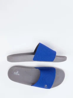 Thies – Badeschlappe aus Textil in Kobaltblau