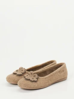 Thies – Ballerina-Hausschuh aus Wollfilz beigebraun