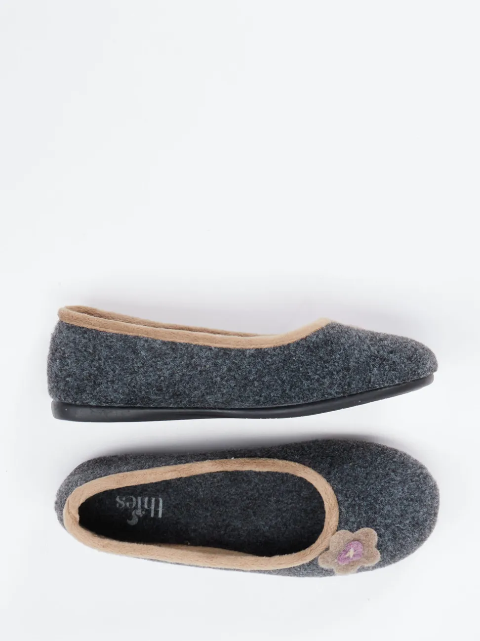 Thies – Ballerina-Hausschuh aus Filz in Anthrazit