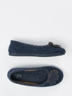 Thies – Ballerina-Hausschuh aus Wollfilz Dunkelblau