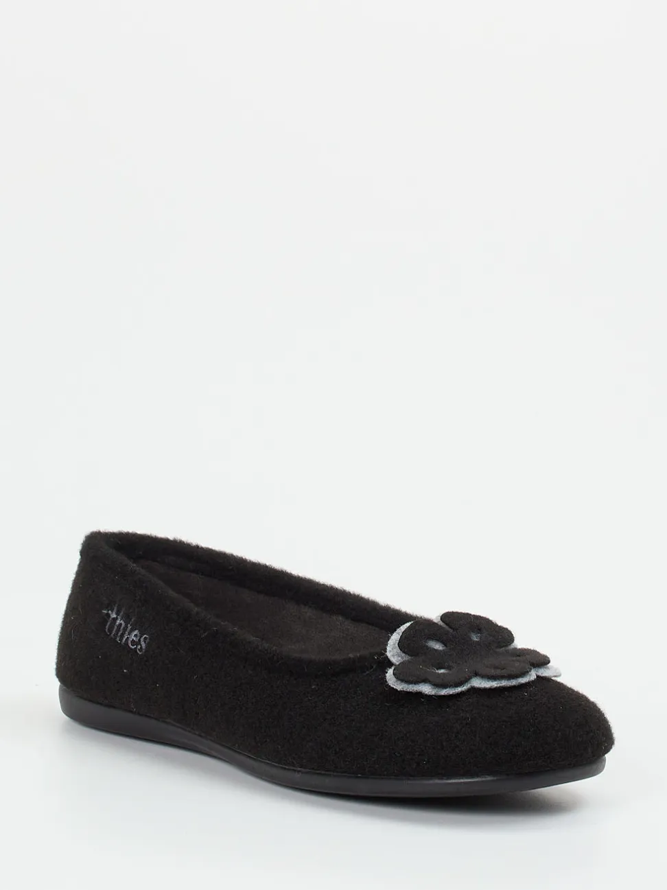 Thies – Ballerina-Hausschuh aus Wolle schwarz