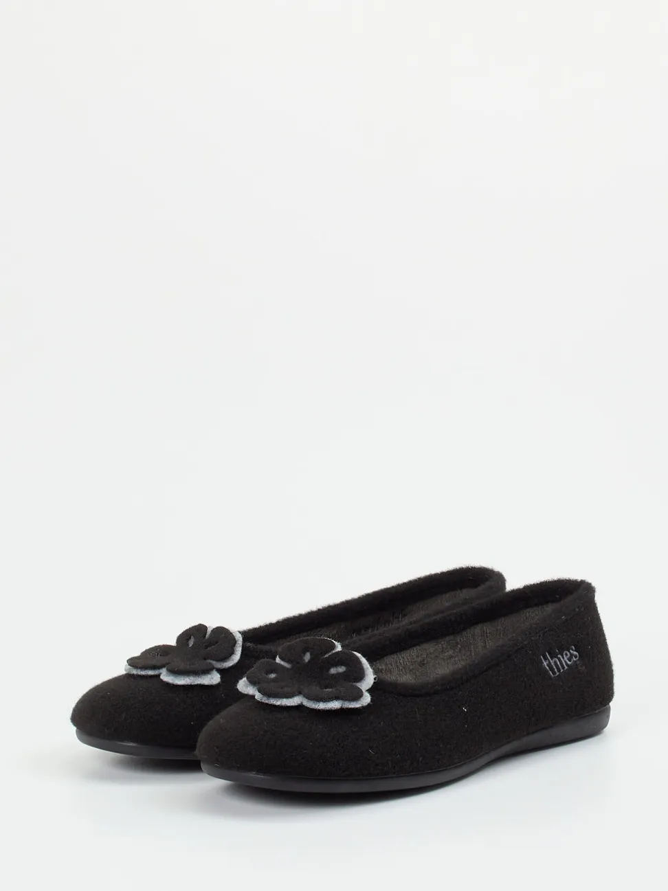 Thies – Ballerina-Hausschuh aus Wolle schwarz