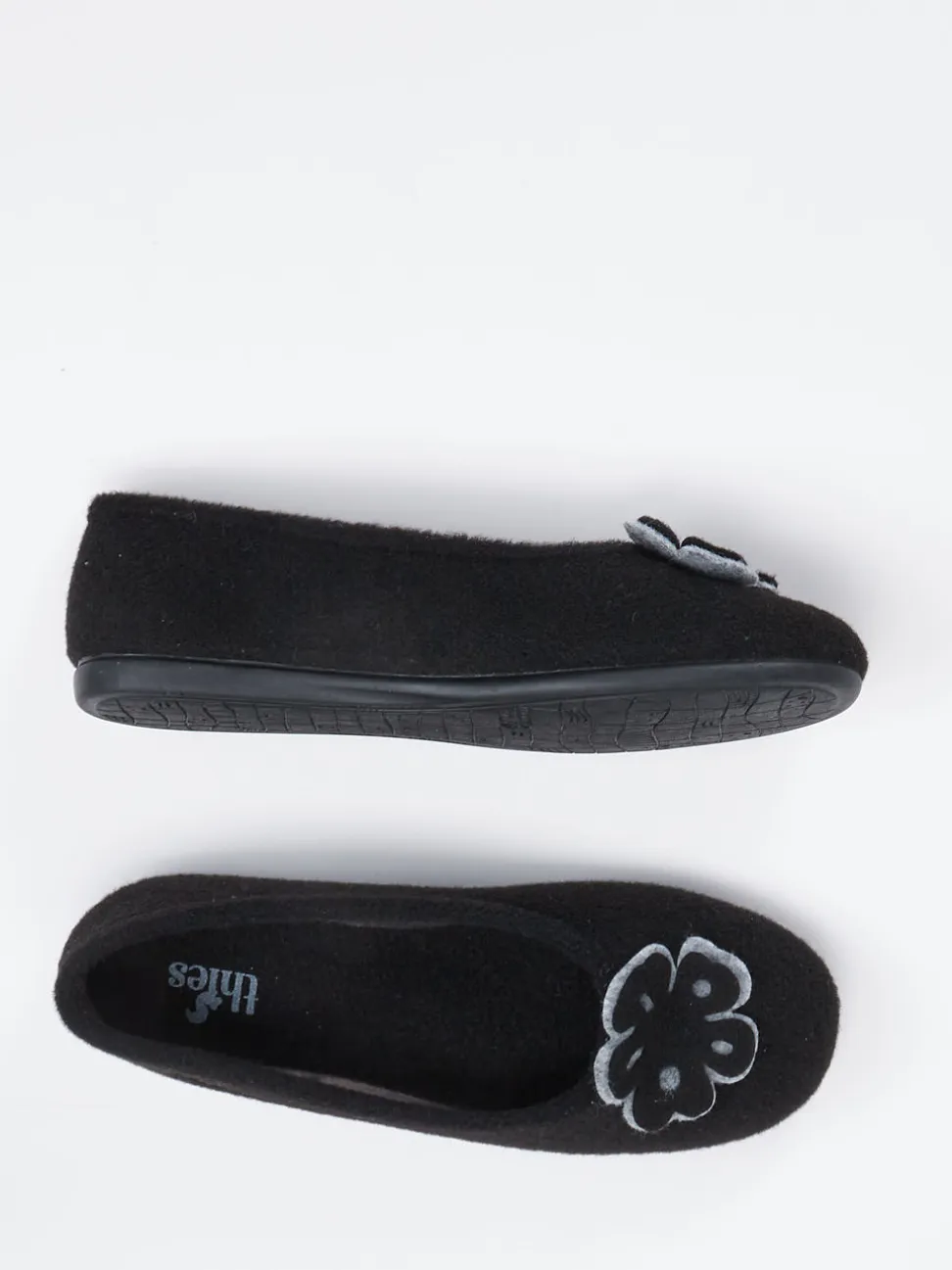 Thies – Ballerina-Hausschuh aus Wolle schwarz