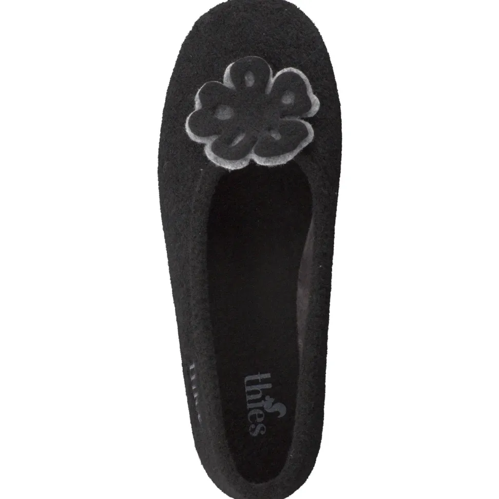 Thies – Ballerina-Hausschuh aus Wolle schwarz