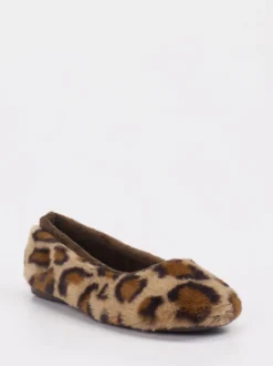 Thies – Ballerina-Hausschuh aus Textil mit Leomuster