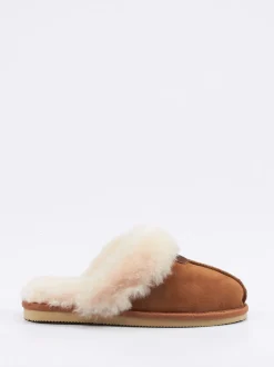Thies – Hausschuh aus Veloursleder cognac