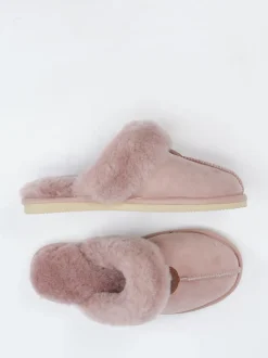 Thies – Hausschuhe aus Veloursleder in Altrosa