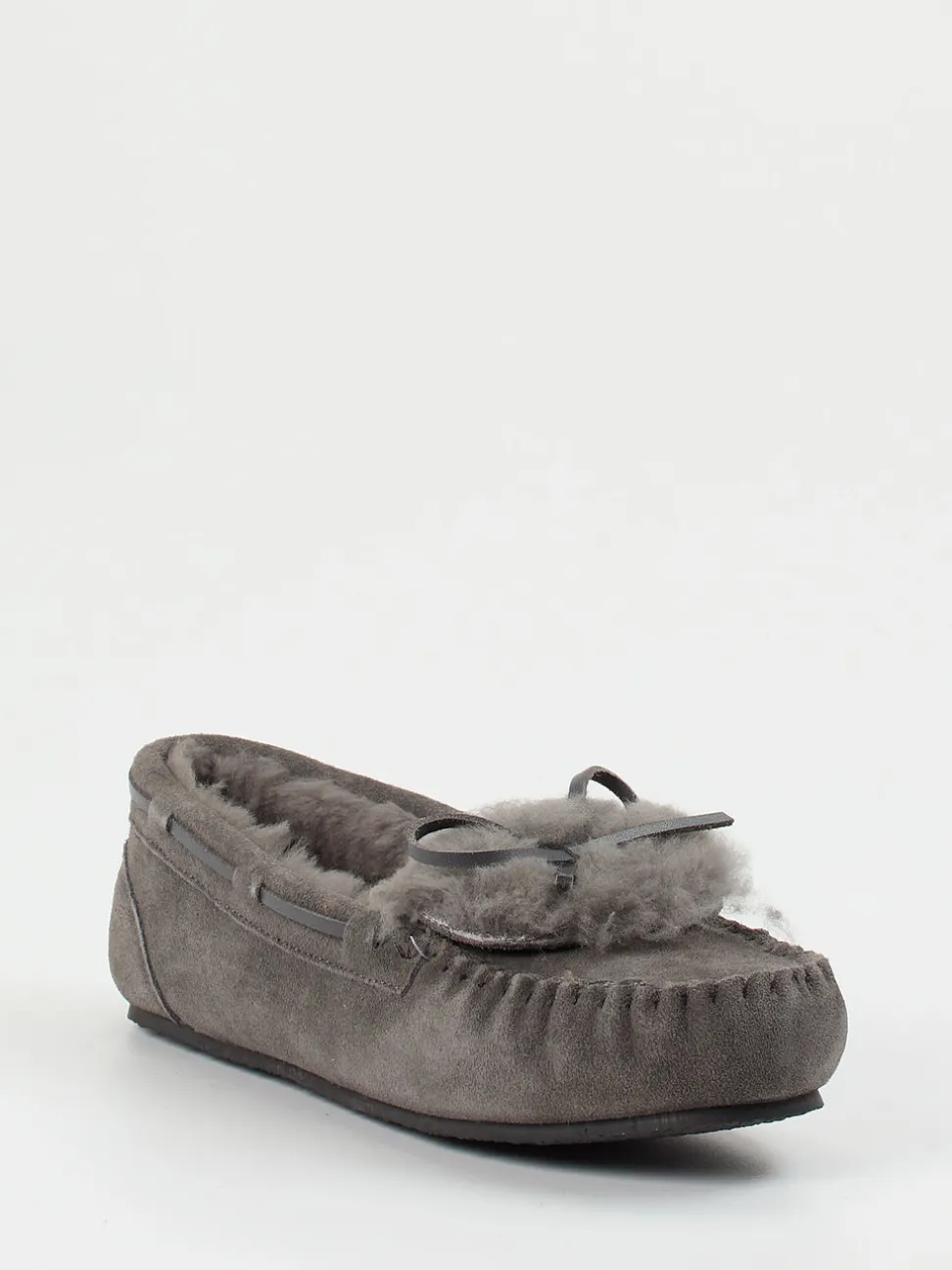 Thies – Mokassin-Hausschuh aus Veloursleder grau