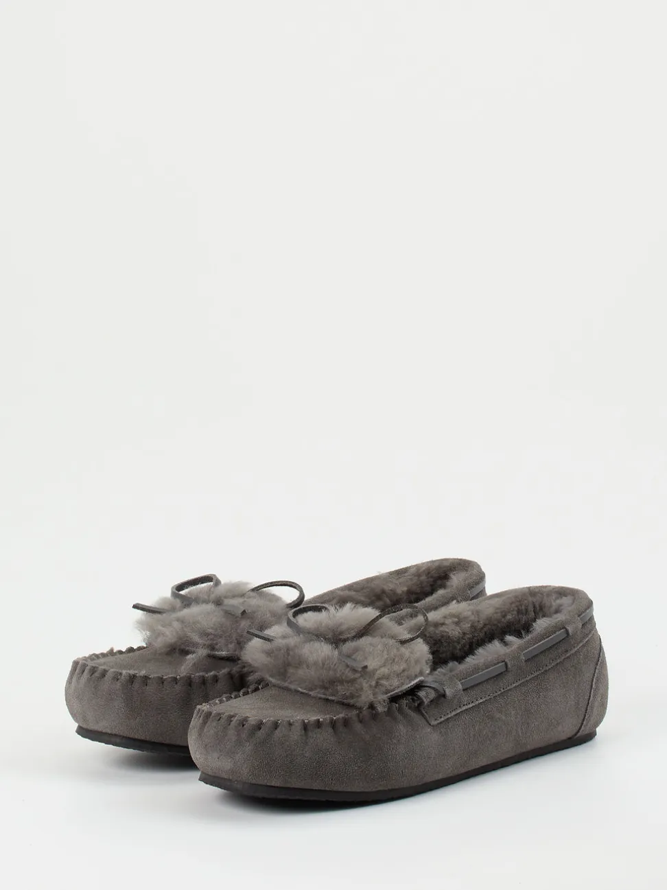 Thies – Mokassin-Hausschuh aus Veloursleder grau