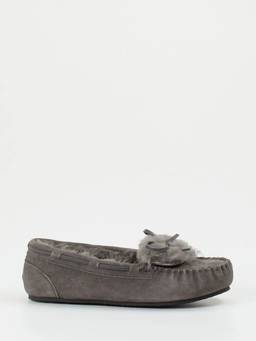 Thies – Mokassin-Hausschuh aus Veloursleder grau