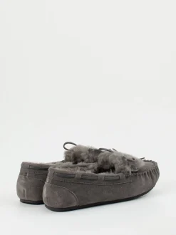 Thies – Mokassin-Hausschuh aus Veloursleder grau