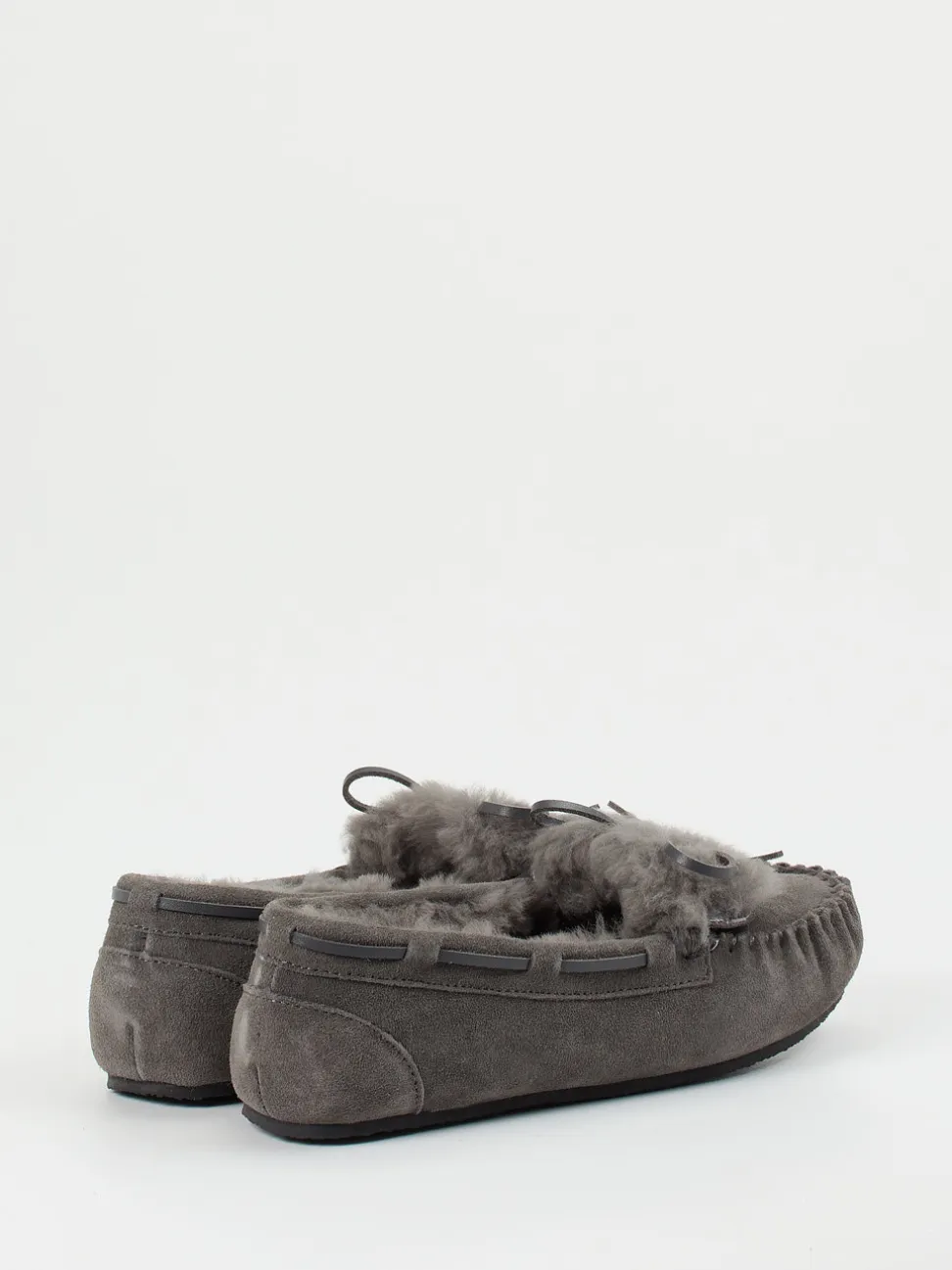 Thies – Mokassin-Hausschuh aus Veloursleder grau