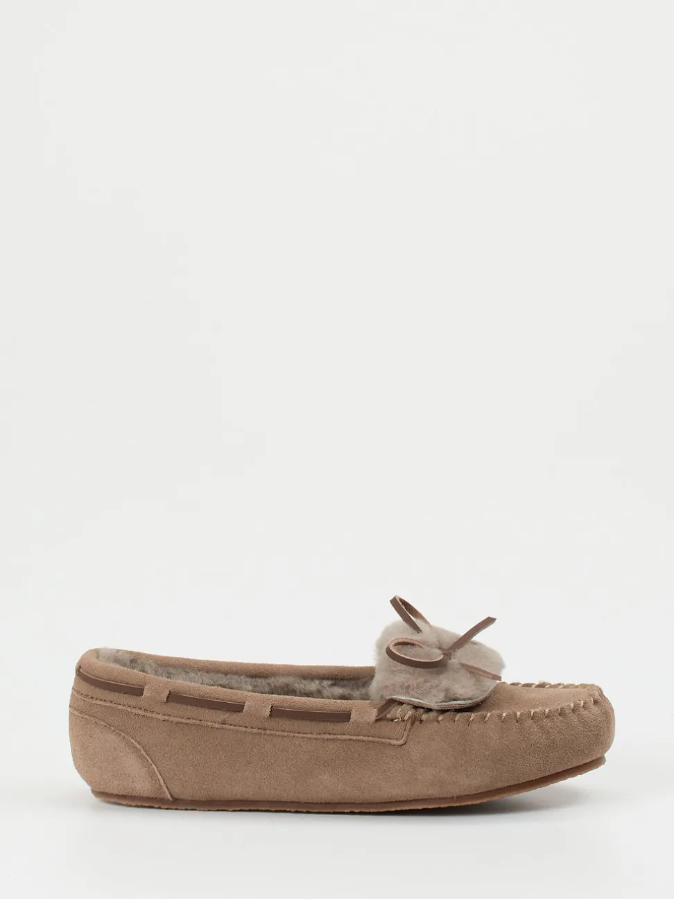Thies – Mokassin-Hausschuh aus Veloursleder taupe