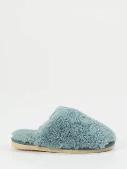 Thies – Pantoffeln aus Lammfell in Blaugrau