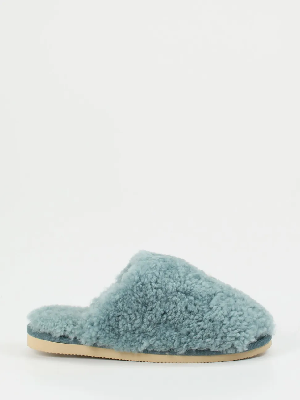 Thies – Pantoffeln aus Lammfell in Blaugrau