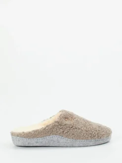 Thies – Pantoffeln aus Textil in Beigegrau