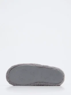 Thies – Pantoffeln aus Textil in Grau mit Herzmotiv