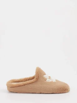Thies – Pantoffeln aus Textil in Hellbraun