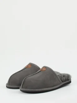 Thies – Pantoffeln aus Veloursleder in Grau