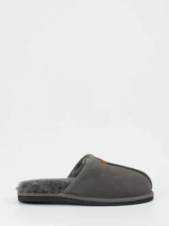 Thies – Pantoffeln aus Veloursleder in Grau