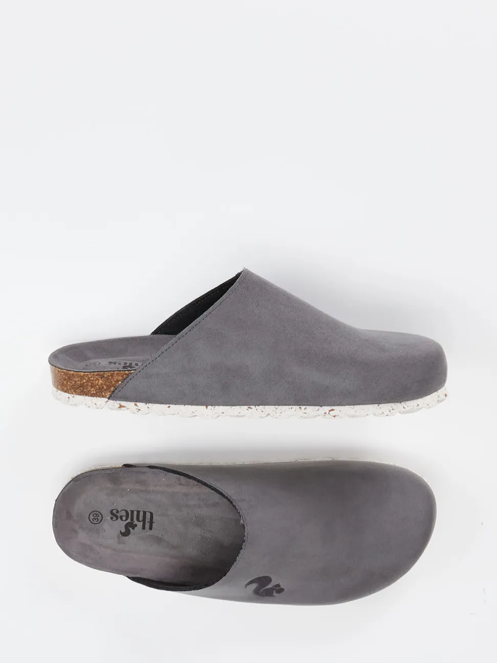 Thies – Pantolette aus Veloursleder in Grau
