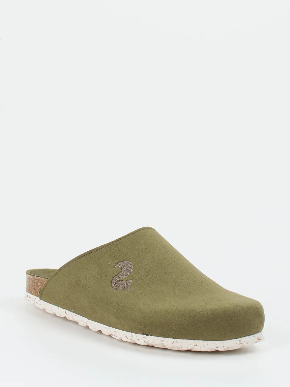 Thies – Pantoletten aus Veloursleder Olivgrün