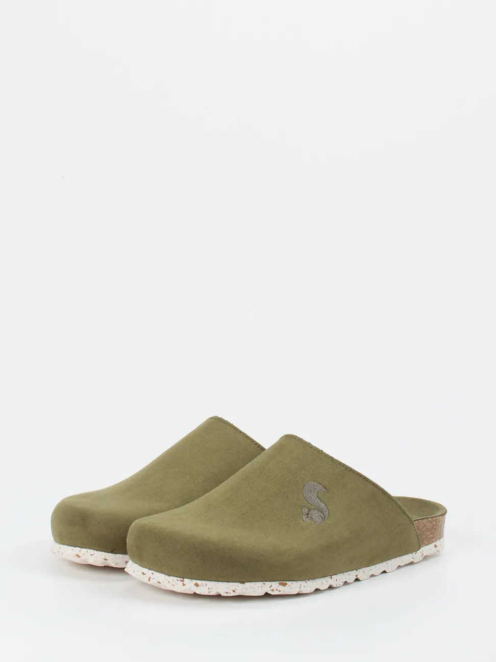 Thies – Pantoletten aus Veloursleder Olivgrün