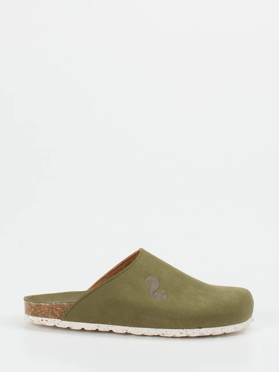 Thies – Pantoletten aus Veloursleder Olivgrün