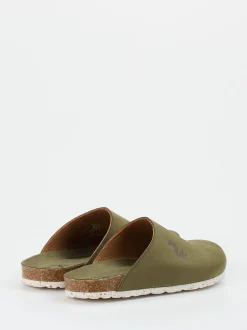 Thies – Pantoletten aus Veloursleder Olivgrün