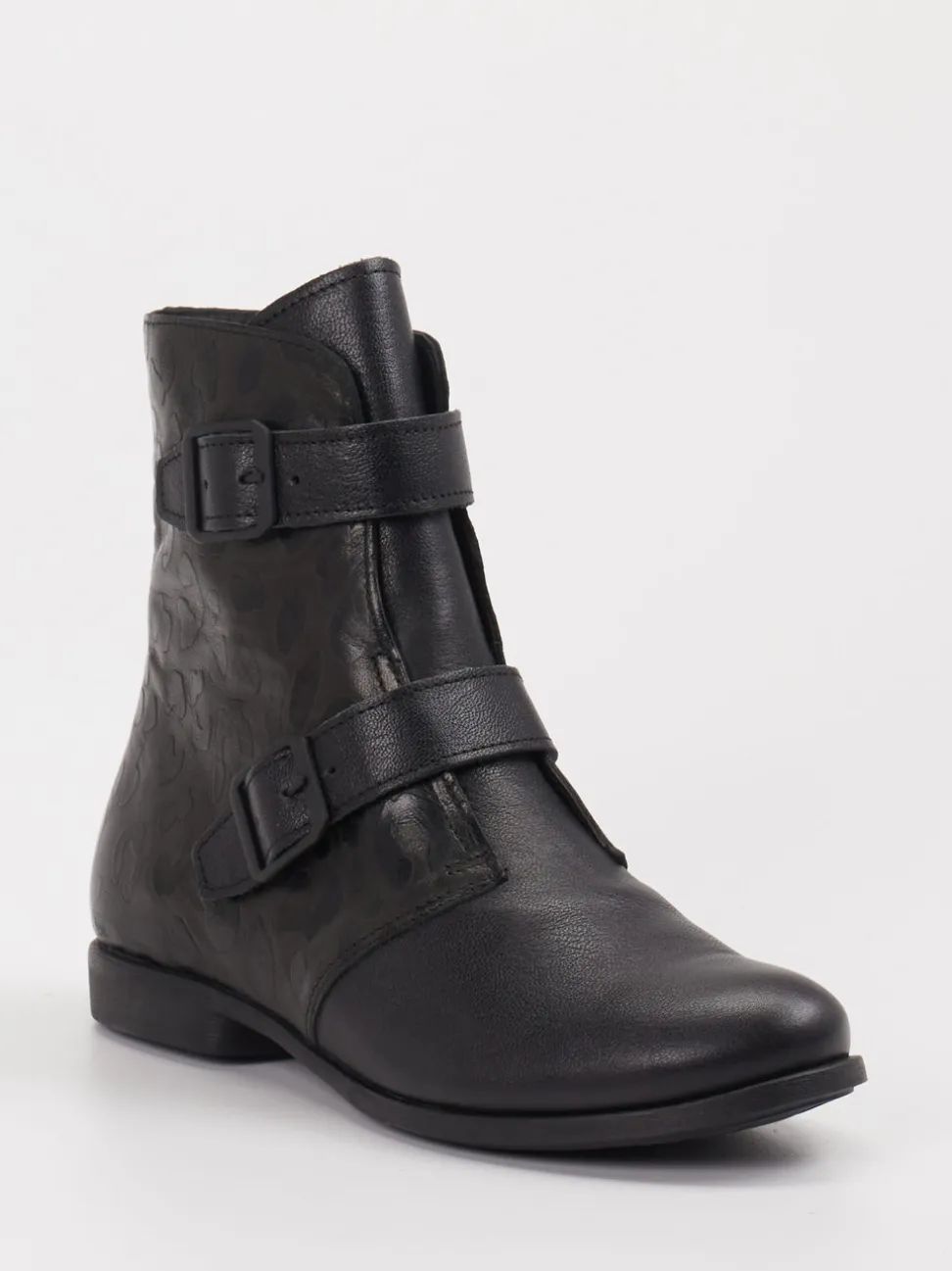 Think – Biker-Stiefelette aus Leder in Schwarz
