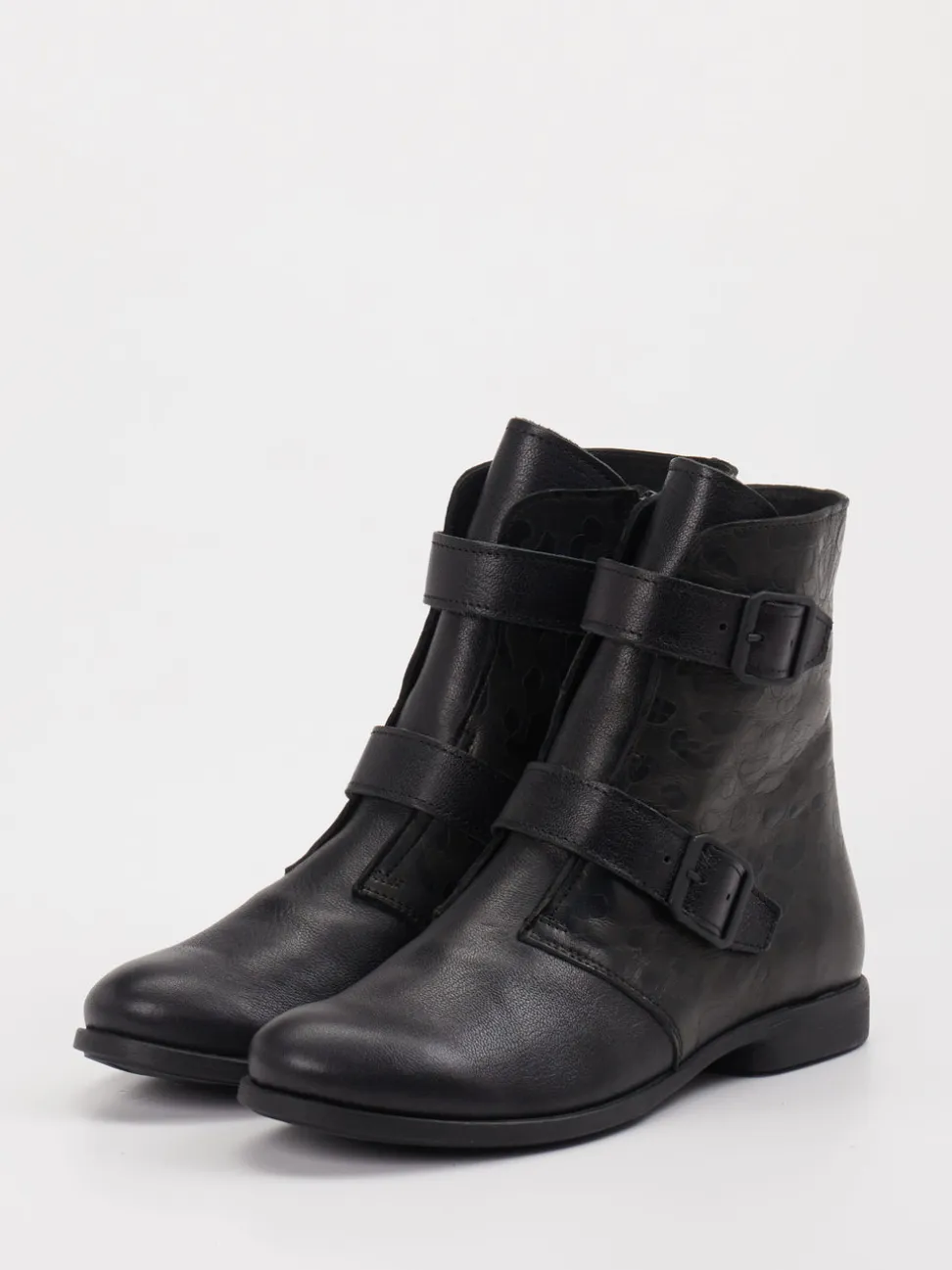 Think – Biker-Stiefelette aus Leder in Schwarz