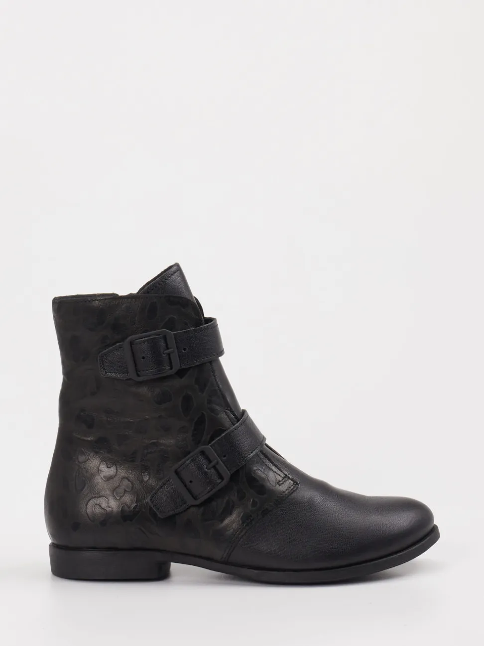 Think – Biker-Stiefelette aus Leder in Schwarz