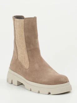 Think – Chelsea Boots aus Veloursleder in Taupe