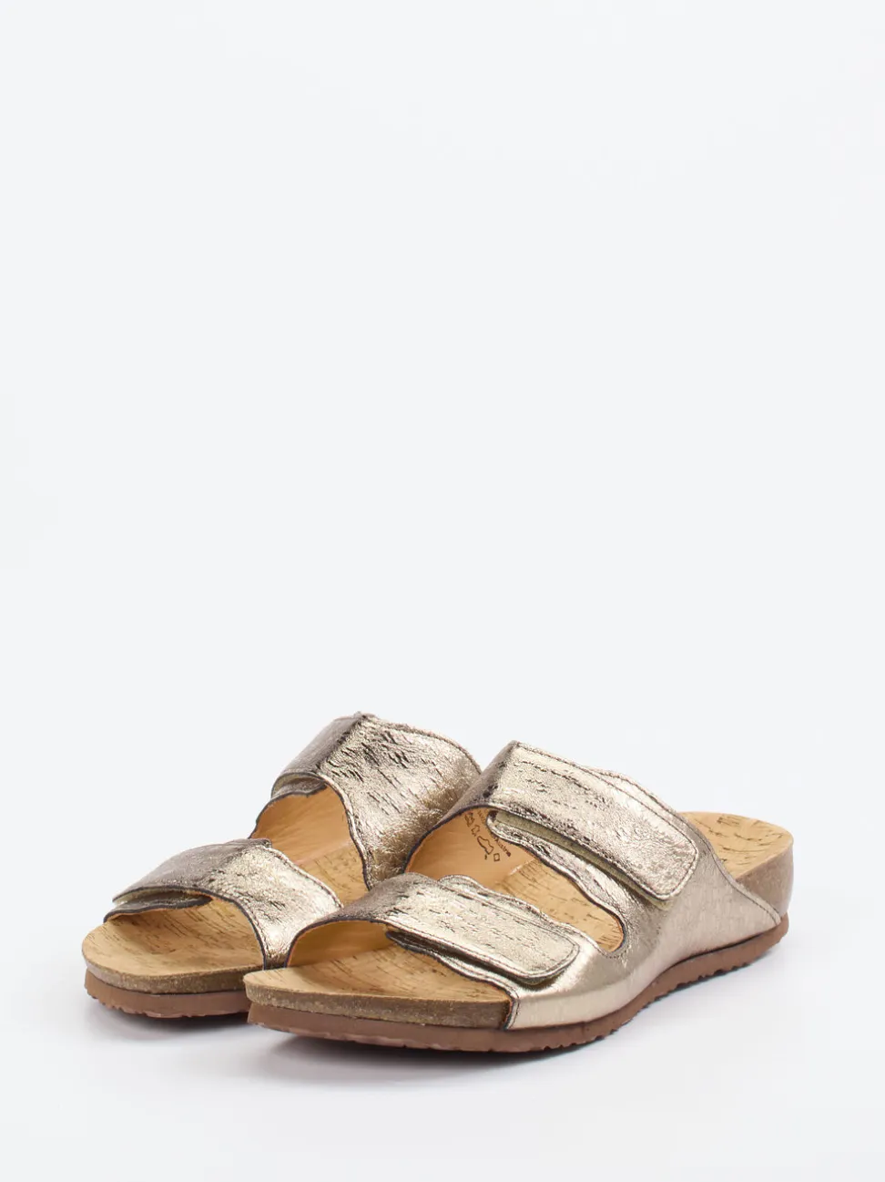 Think – Komfort-Pantolette aus Leder in Champagner